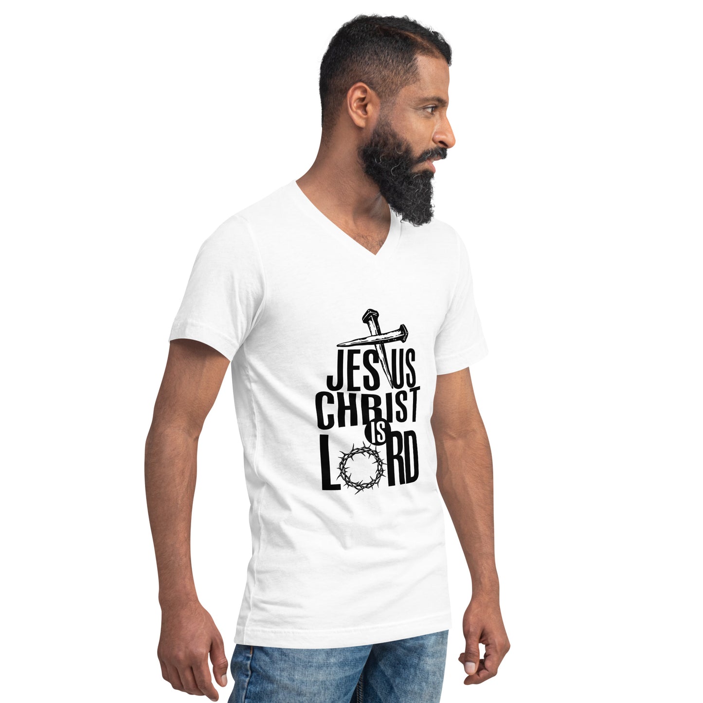 "Jesus Christ is Lord" Unisex Short Sleeve V-Neck T-Shirt