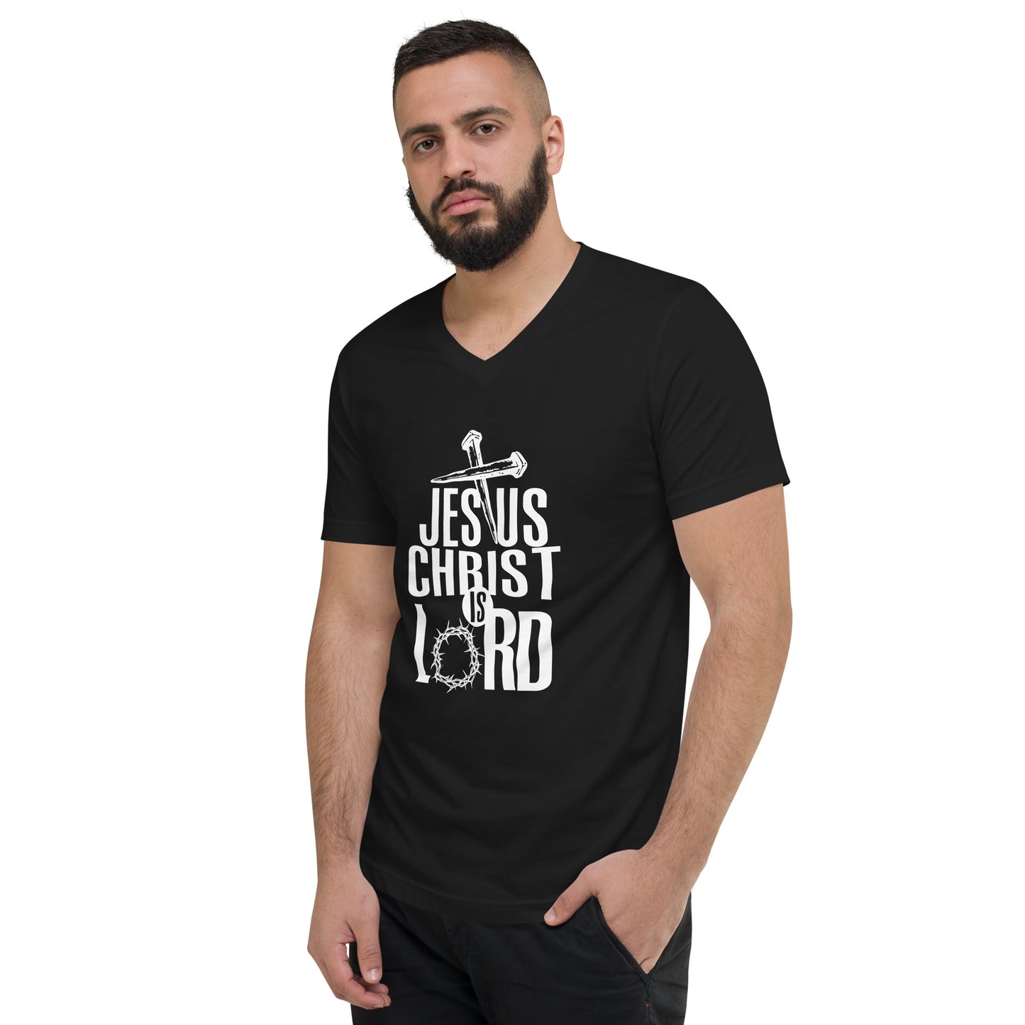"Jesus Christ is Lord" Unisex Short Sleeve V-Neck T-Shirt