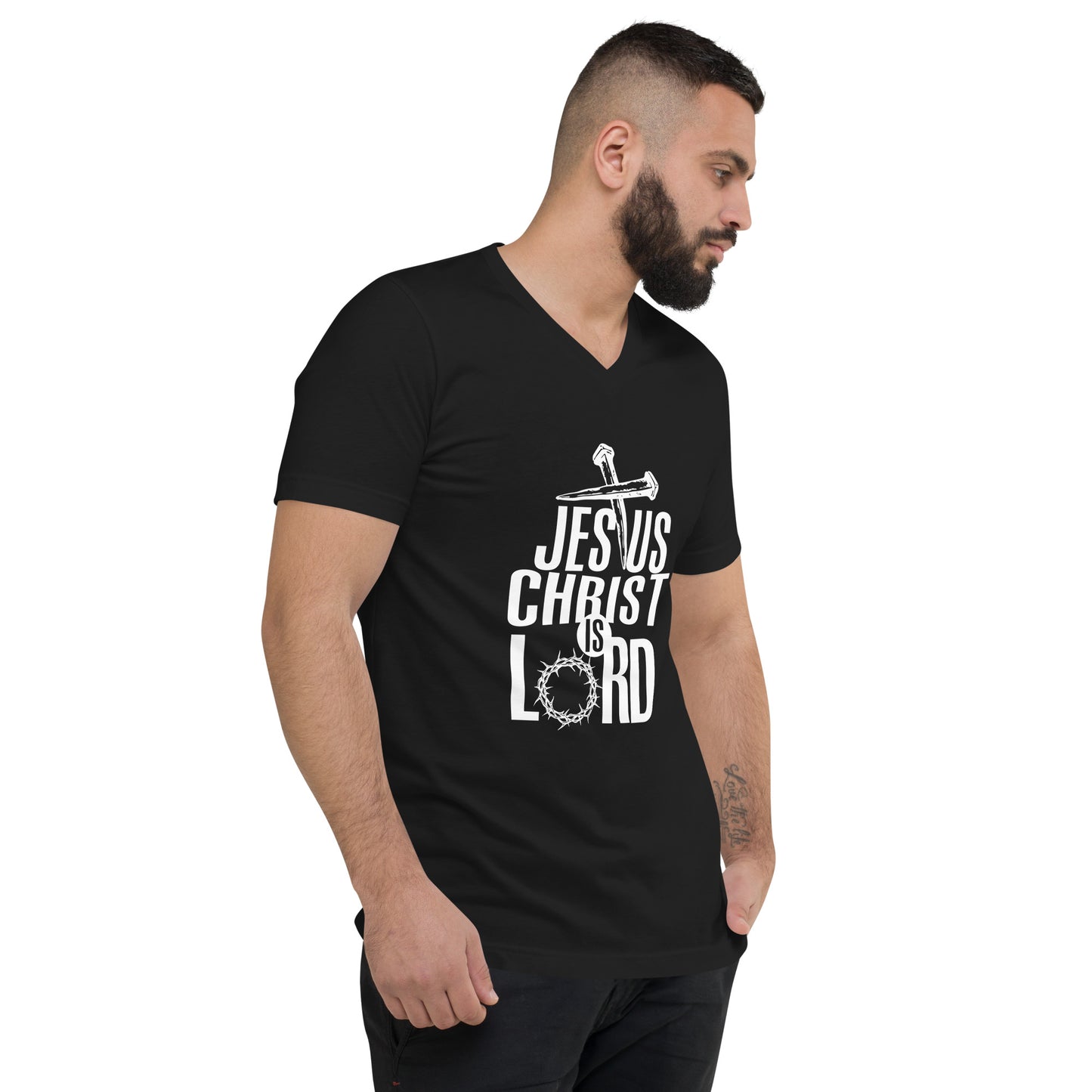 "Jesus Christ is Lord" Unisex Short Sleeve V-Neck T-Shirt
