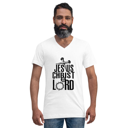 "Jesus Christ is Lord" Unisex Short Sleeve V-Neck T-Shirt